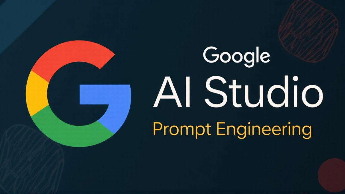 Googleのロゴと「Google AI Studio Prompt Engineering」というテキストが書かれた画像です。プロンプトエンジニアリング, Google AI Studio, AIモデル, Gemini Pro, PaLM API