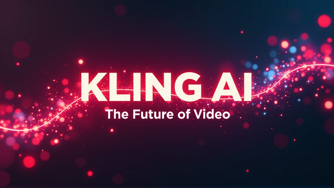 動画生成AI「KLING AI」のロゴ画像。赤と青の光の粒子が散りばめられた背景に、白い文字で「KLING AI」と大きく表示され、その下に「The Future of Video」と記載。動画生成AI, KLING AI, AI動画, 動画制作, 未来技術