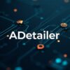 「ADetailer」の文字が、回路のような背景に浮かび上がる画像です。画像生成AIの顔や手の修正を効率化するADetailerの解説記事に使用されています。画像生成AI, ADetailer, Stable Diffusion, 拡張機能, AIツール