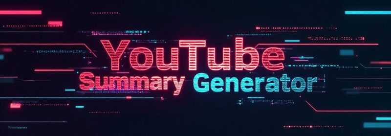 YouTube動画の要約を自動生成するシステムのロゴ画像。「YouTube Summary Generator」と書かれている。