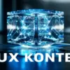 次世代の画像生成AI「FLUX Kontext」の仕組みや使い方を解説する記事のアイキャッチ。青く光るネットワークを内包したキューブが、競合との比較で優れる文脈理解能力を象徴し、レビューの高さを示唆している。