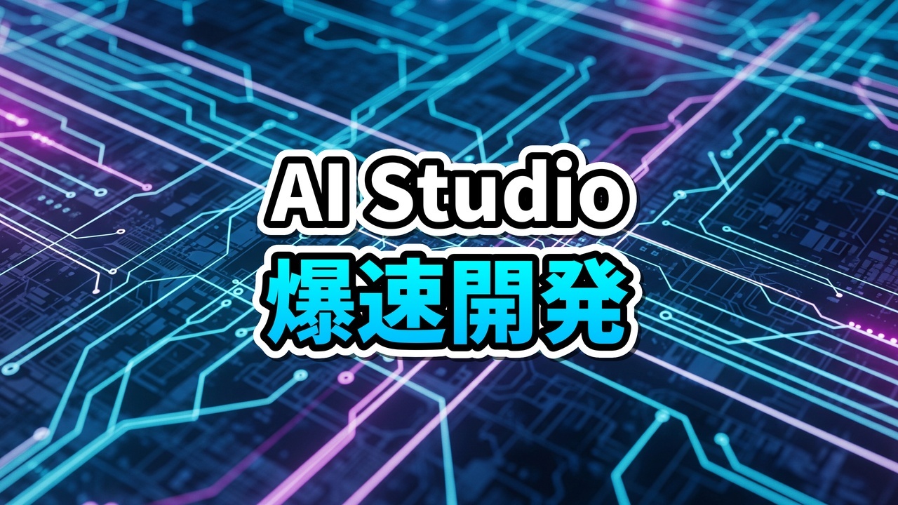 Google AI StudioとNano Banana Proのロゴが輝く、未来的な開発環境のイメージ画像。