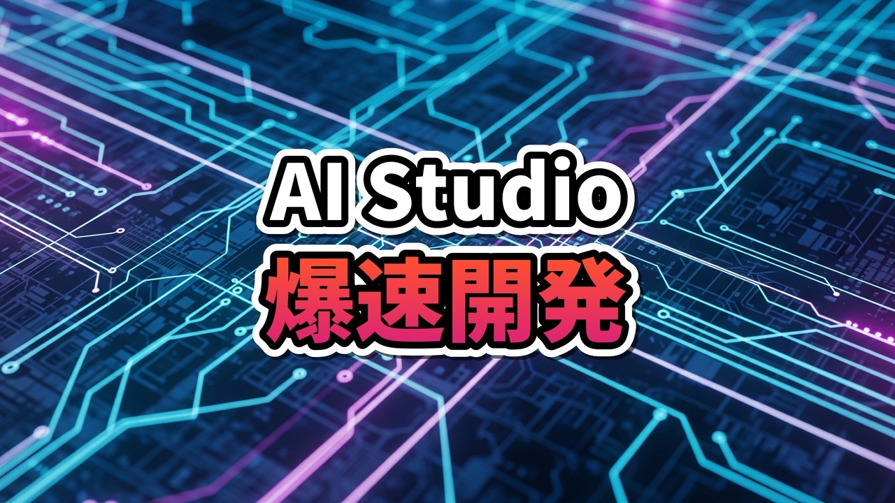 Google AI StudioのVibe Coding機能を使って、コードを書かずにWebアプリを生成している未来的な作業画面のイメージ。