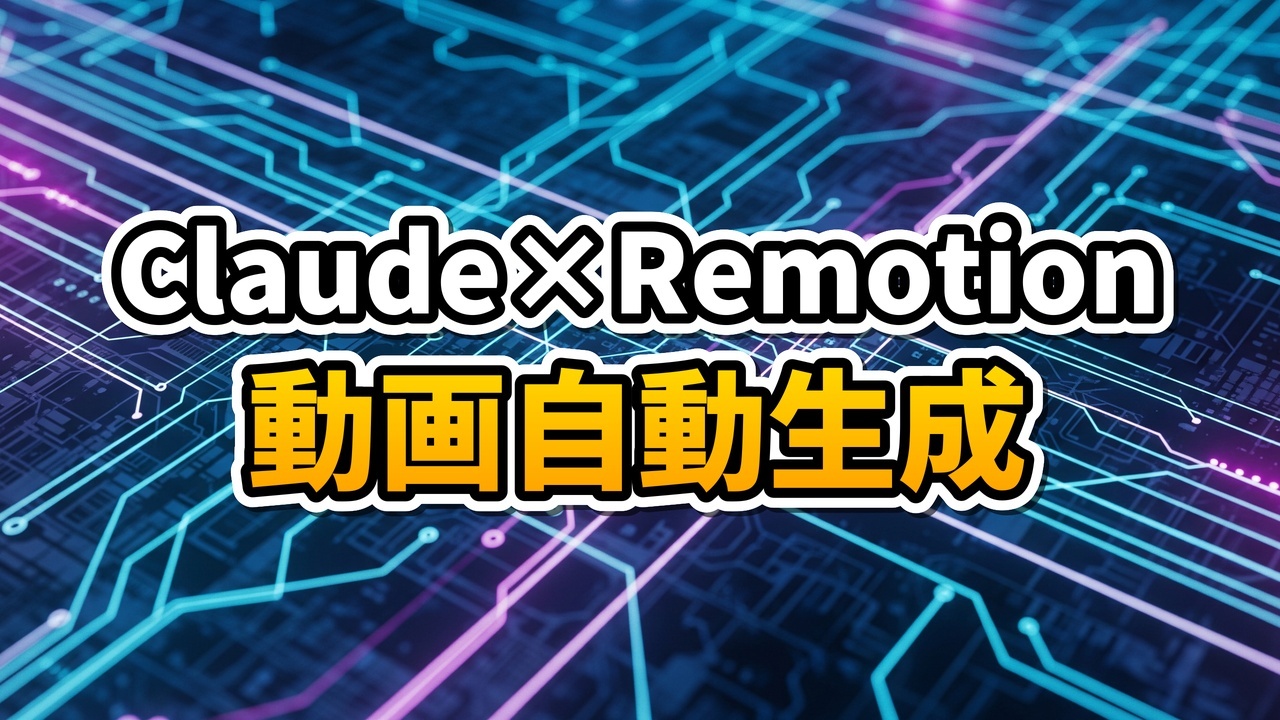 左側にReactコード、右側に動画プレビューが表示され、中央でAIエージェントがそれらを繋いでいる未来的な開発画面。