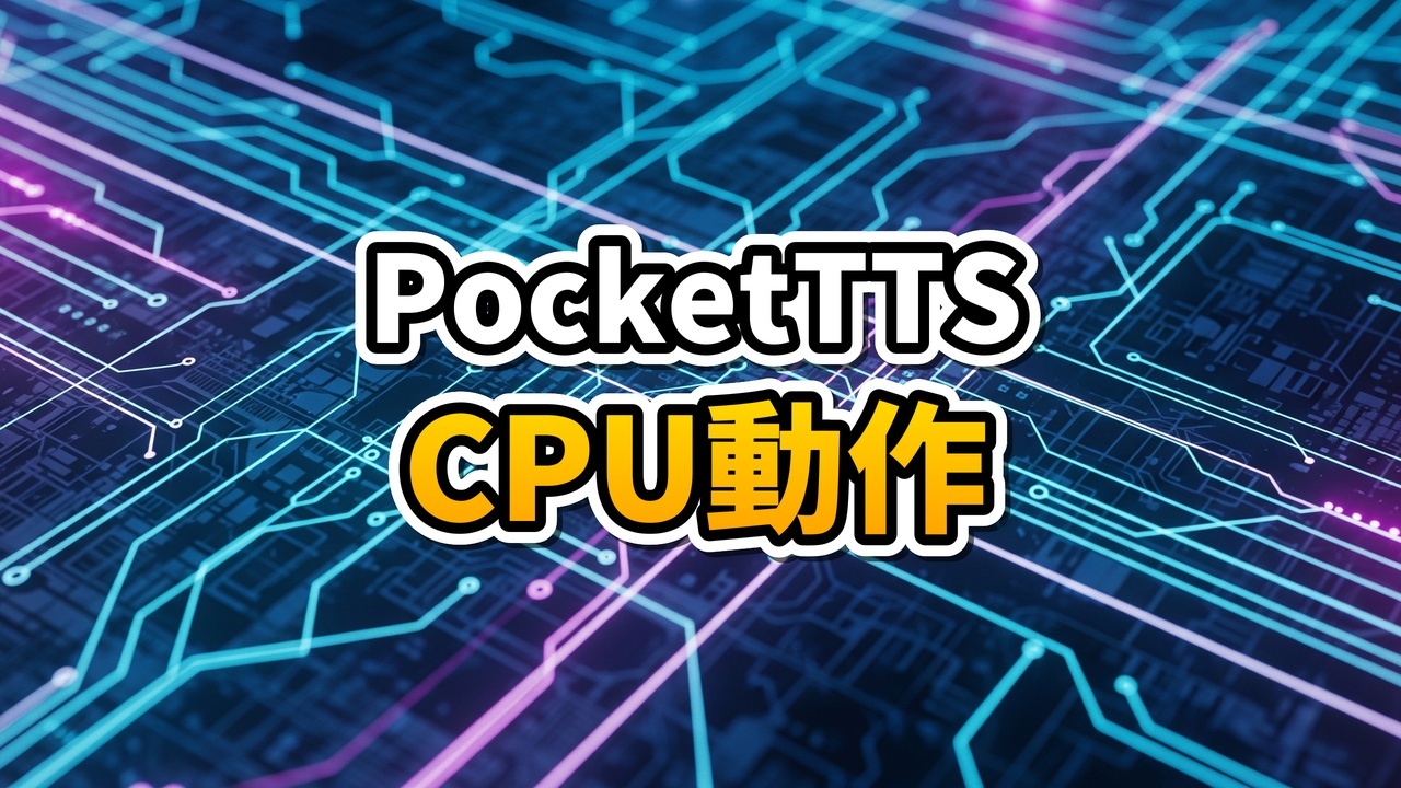 青く発光するCPUチップからデジタル音声波形が生成されている3Dイラスト。