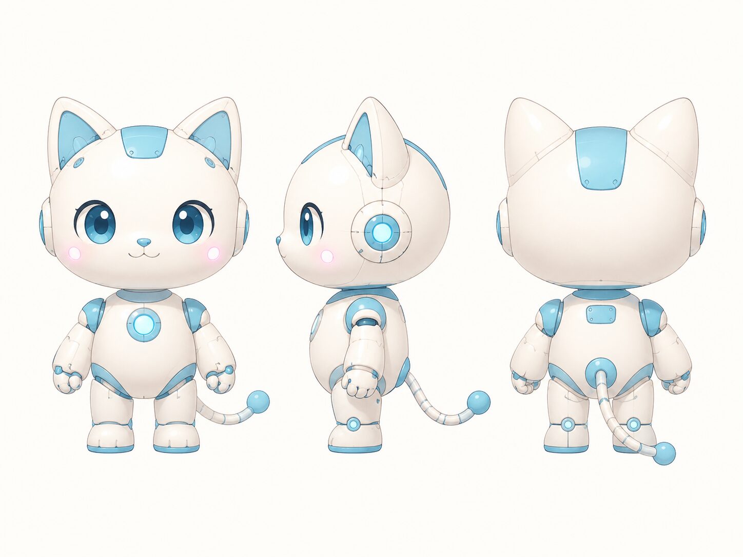 ロボット猫の3面図